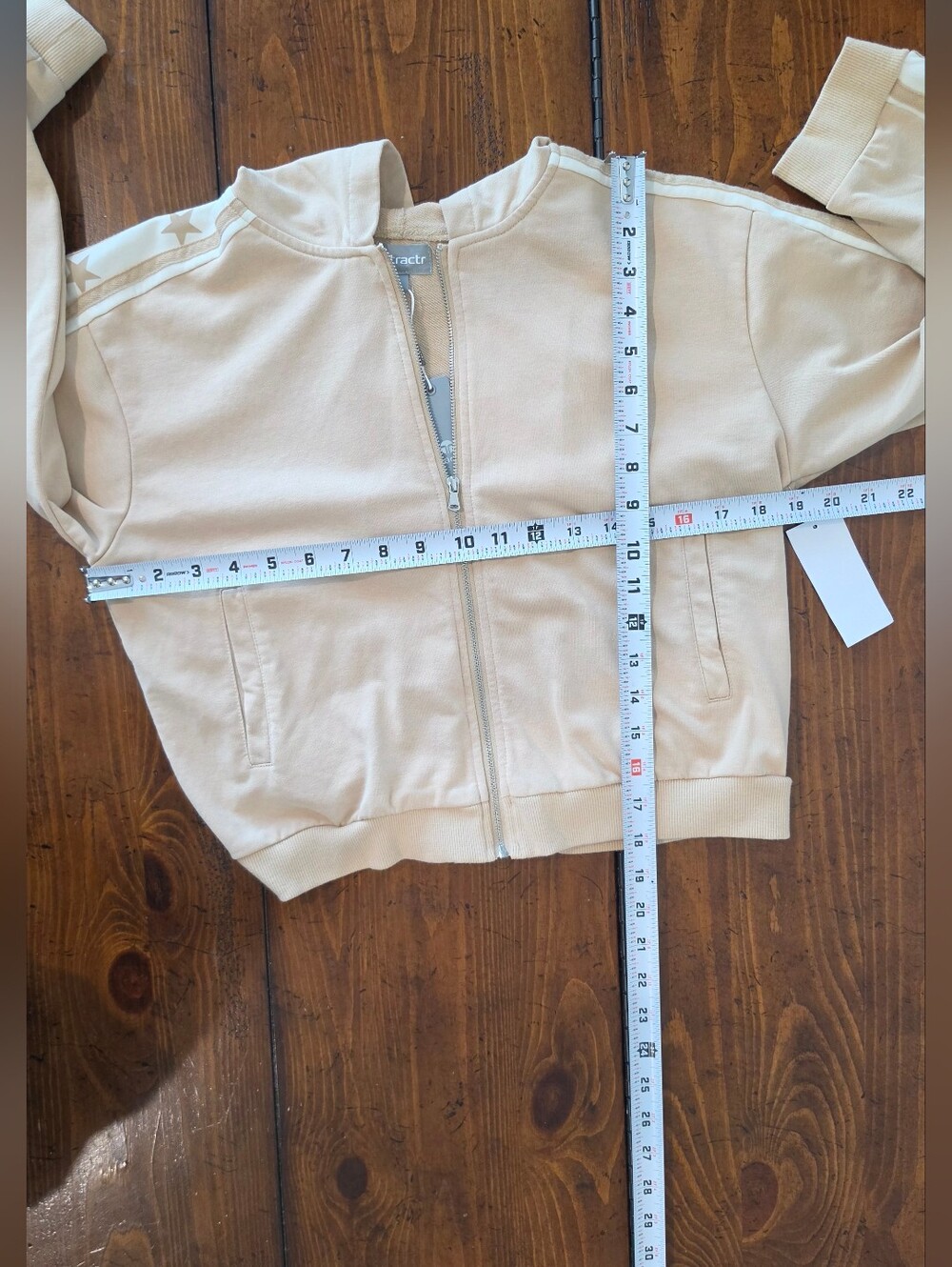Tractr 2 Piece Star Trim Tracksuit Sweatset Cropped Zip Hoodie Pants Tan Girls L - Picture 7 of 9